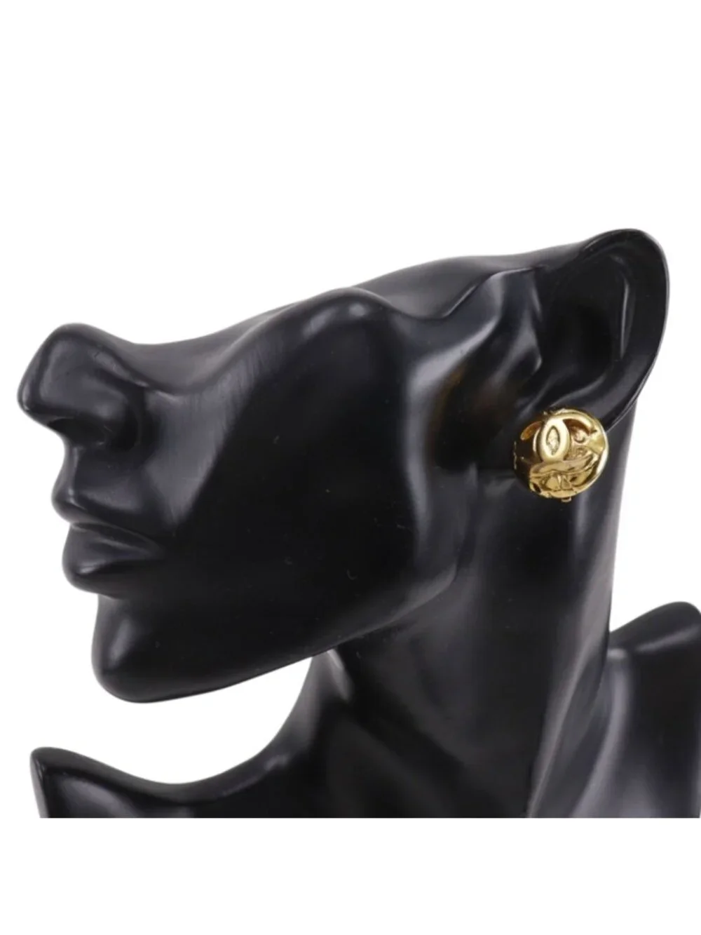 Chanel CC Logo Vintage Gold Plated Earrings
